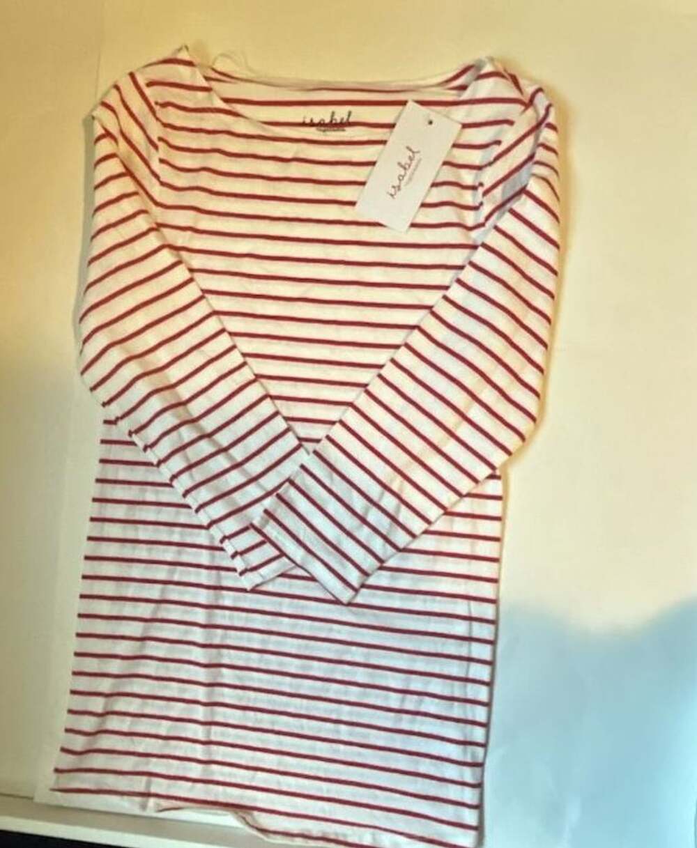 Isabel Maternity by Ingrid & Isabel Striped Top Size S Red White